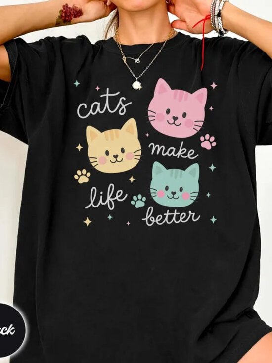 Tops - Cute Cat Lover Gift Shirt, Cat Tee, Funny Cat Shirt